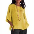 thumbnail image 4 of T-shirt à Manches 3/4 Col Rond en Coton, Jaune, 5XL, 4 of 6