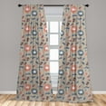 thumbnail image 4 of Ambesonne Autumn Curtains, Striped Leaves Circles Plot, Pair of 28"x63", Dark Violet Blue and Cinnamon, 4 of 4