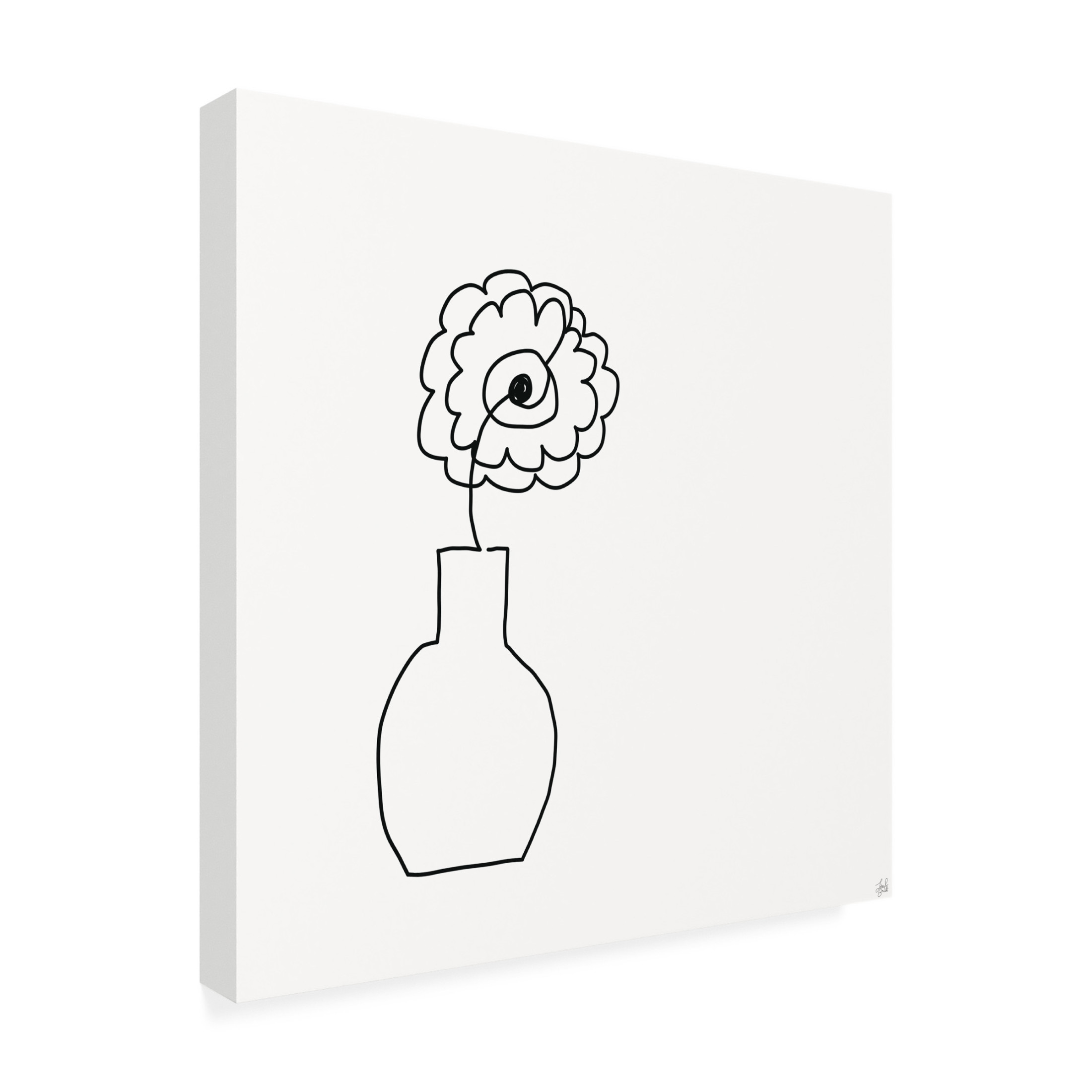Canvas Wall Art - Line and Brush 'Floral Bouquet 2' Wall Art for Living Room, Bedroom, or Office Décor by Trademark Fine Art - 18 x 18 Inches