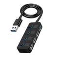 thumbnail image 2 of Concentrador USB 3.0 delgado de 4 puertos, con interruptores de alimentación LED individuales Concentrador USB de datos portátil para Sunnimix  Centro de transferencia de datos, 2 of 8