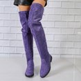 thumbnail image 4 of SACFOF Women's Over The Knee Thigh High Chunky Low Flat Heel Boots Long Stretch Zipper Sexy Fall Fashion Boots Black Red Purple US5-11, 4 of 6