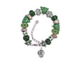 thumbnail image 2 of Silvertone Good Kitty with Black Paw Spinners Green Christmas Bead Bracelet, 2 of 4