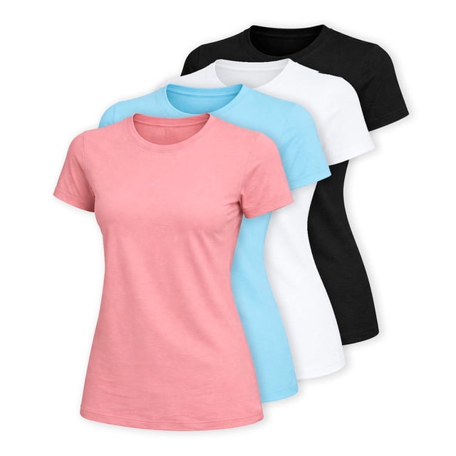Knite Paquete 4 Playeras Mujer Algodon Basica Mix de Colores Casual