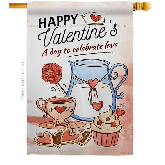Angeleno Heritage H137395-BO 28 x 40 in. Day to Celebrate Love House Flag with Spring Valentines Double-Sided Decorative Vertical Decoration Banner Garden Yard Gift