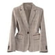 thumbnail image 2 of Blazer de mujer de manga larga con solapa y estampado a cuadros, elegante chaqueta de traje de poliéster para mujer, 2 of 6