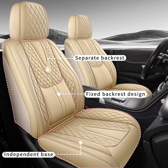 AFUNTIO Car Seat Covers,Front and Rear, Fits HONDA CIVIC 2025, Beige Car Seat Covers