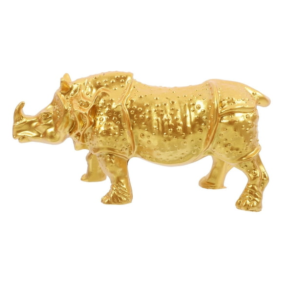 Imitation Brass Animal Statue Resin Rhinoceros Figurine Office Table Resin Animal Decor