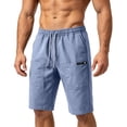 thumbnail image 3 of Ceisia Men's Casual Cargo Shorts Elastic Waist Drawstring With Multi Pockets Quick Dry Solid Color Work Shorts Blue XL Gift, 3 of 5
