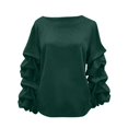 thumbnail image 6 of Women's Irregular Sleeve Sweatshirt, Fashion Oversized Pullover, Casual Loose Fit Crewneck Top, Drop Shoulder Long Sleeve Blouse, Trendy Streetwear Sweater for Women Blackish Green L, 6 of 7
