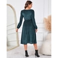 thumbnail image 4 of Maternity Velvet Dresses V Neck Long Sleeve High Waisted Solid Midi Dress, 4 of 5