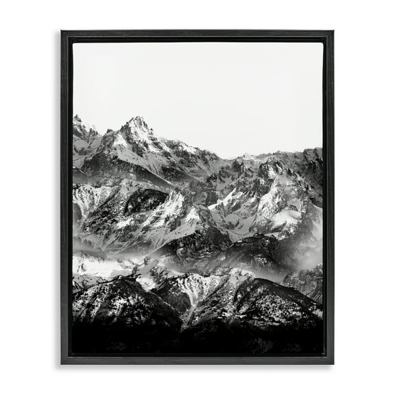 Stupell Industries Jutting Mountain Peaks Landscape & Nature Photography Black Floater Framed Canvas Art Print Wall Art, 17 x 21