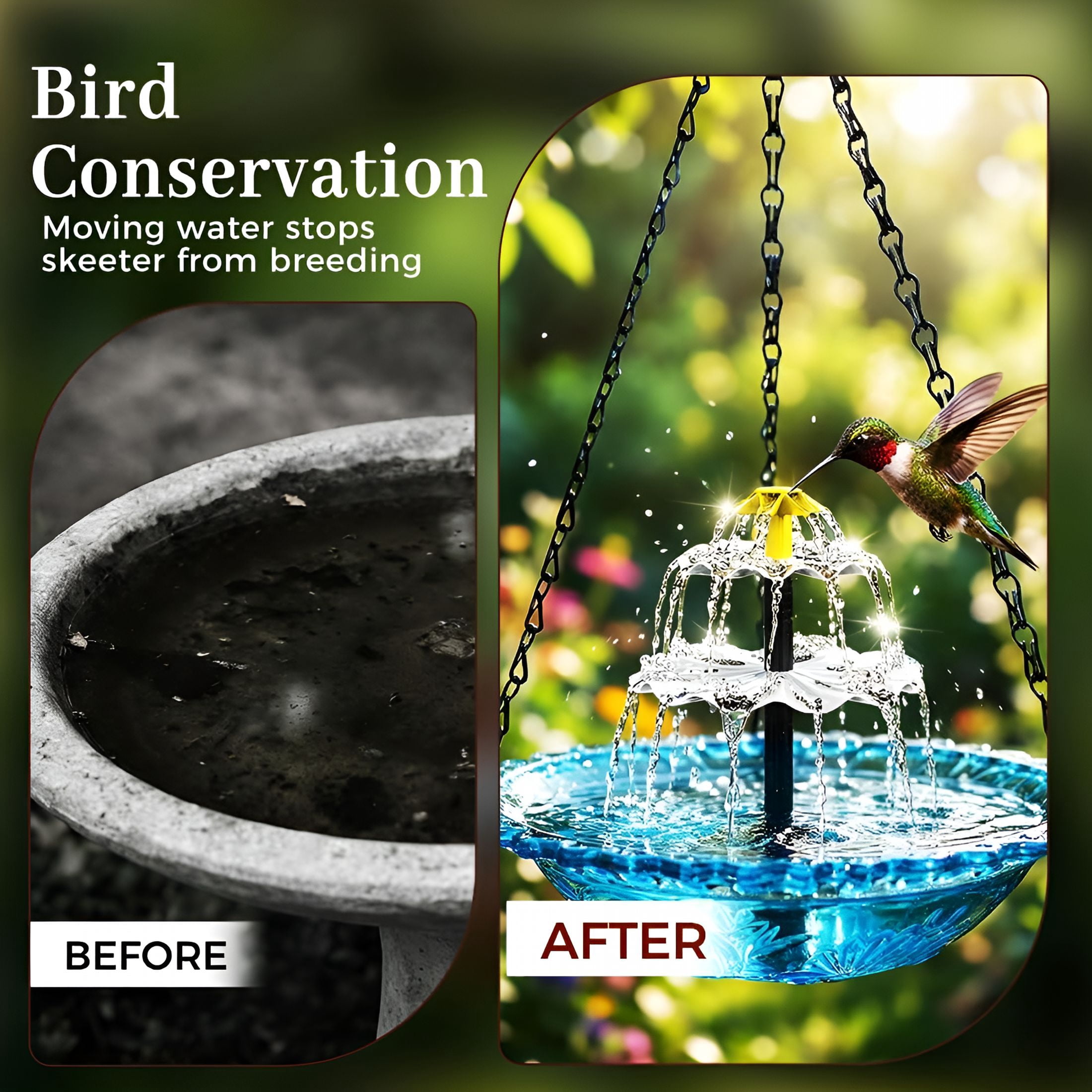 CURYMAY Solar Cascade Hanging Bird Bath Fountain, Hanging Bird Bath with Flowing Water, Bird Bath Fountain Decorative Garden Yard Patio for Outdoor (Red)