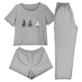 thumbnail image 2 of EchfiProm Womens Cute Christmas Pajamas Loungewear Cozy Festive Short Sleeve Long Pants Gray Pjs Set for Ladies, 2 of 8