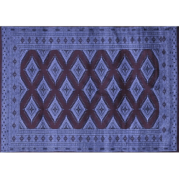 Ahgly Company Machine Washable Indoor Rectangle Persian Blue Traditional Area Rugs, 8' x 12'
