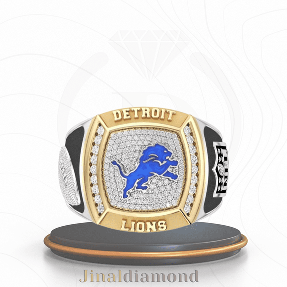 Jinaldaimound #DetroitLions 1/2 CTTW Diamond Two-Tone Yellow Gold and Sterling Silver Ring