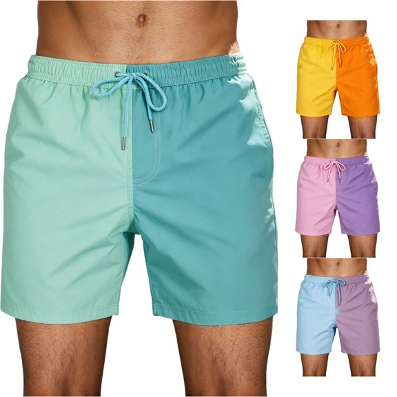 XFeng Men's 2 in 1 Swim Trunks, Print Board Shorts with Compression Liner, Quick Dry Beach Swim Shorts with Pockets
