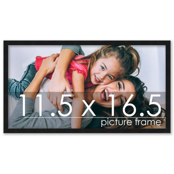 11.5x16.5 Black Wood Picture Frame - UV Acrylic, Foam Board Backing, Hanging Hardware