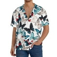 thumbnail image 3 of Vsdgher Butterfly Print Men's Wrinkle Free Untucked Cuban Shirt Business Casual Button Down Shirts Short Sleeve Shirt, 3 of 7