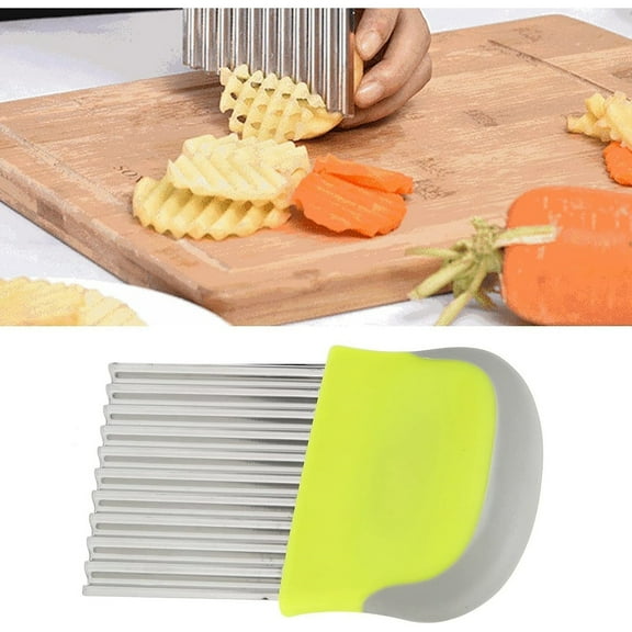 Crinkle Cutter 1 Pcs,Topboutique Potato Cutter for Fries,Stainless Steel Blade,Crinkle Chopper Wavy Cutting Tool for Potatoes Carrots Cucumbers,Potato Slicer French Fry Crinkle Cutter,Green