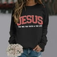 thumbnail image 2 of Shadoumai Jesus Crewneck Sweatshirts Women Christian Letter Print Shirts Casual Fall Long Sleeve Pullover Oversized Winter Clothing, 2 of 5