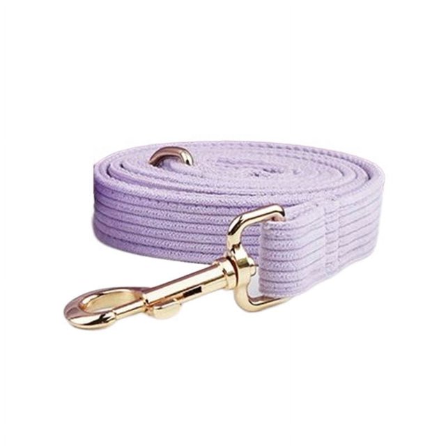 Light Purple Corduroy Dog Collar And Leash Set With Custom Engraved Nameplate
