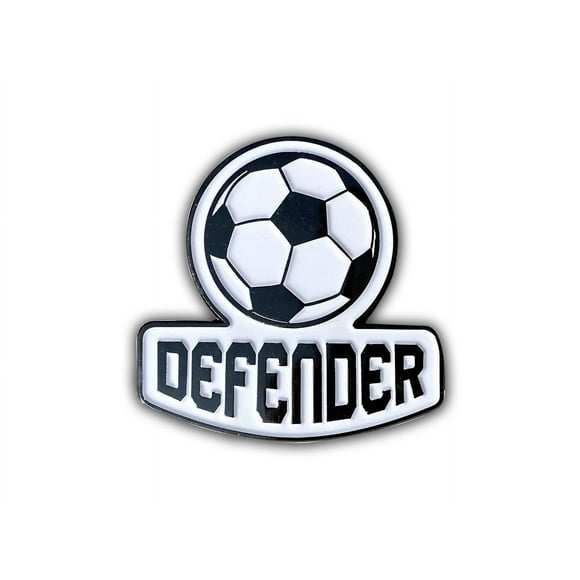 SOCCER FAN DEFENDER PIN - SOCCER Ball Fans Recognition PIN for DEFENDERS, SOCCER Ball Enamel Lapel PIN - 3 cm x 3.25 cm