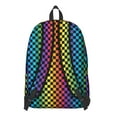 thumbnail image 3 of Rainbow Checkerboard Backpack for School,Cute School Bag,Schoolbag with Adjustable Shoulder Straps & Padded Back,15.7"x11.8"x5.5", 3 of 5