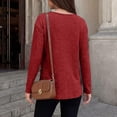 thumbnail image 4 of GERsome Women's Long Sleeve Shirts Crew Neck Button Trim Curved Hem Pullover Tops Casual Loose Fit Blouses Red 2XL, 4 of 6