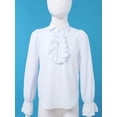 thumbnail image 4 of vastwit Kids Boys Renaissance Shirt Long Sleeve Ruffle Lace Cuffs Gothic Victorian Pirate Shirts White 14, 4 of 7
