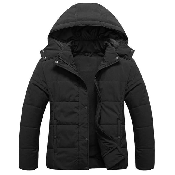 Chrisuno Women's Plus Size Winter Thicken Puffer Coat Maternity Warm Jacket with Removable Hood Black 2X