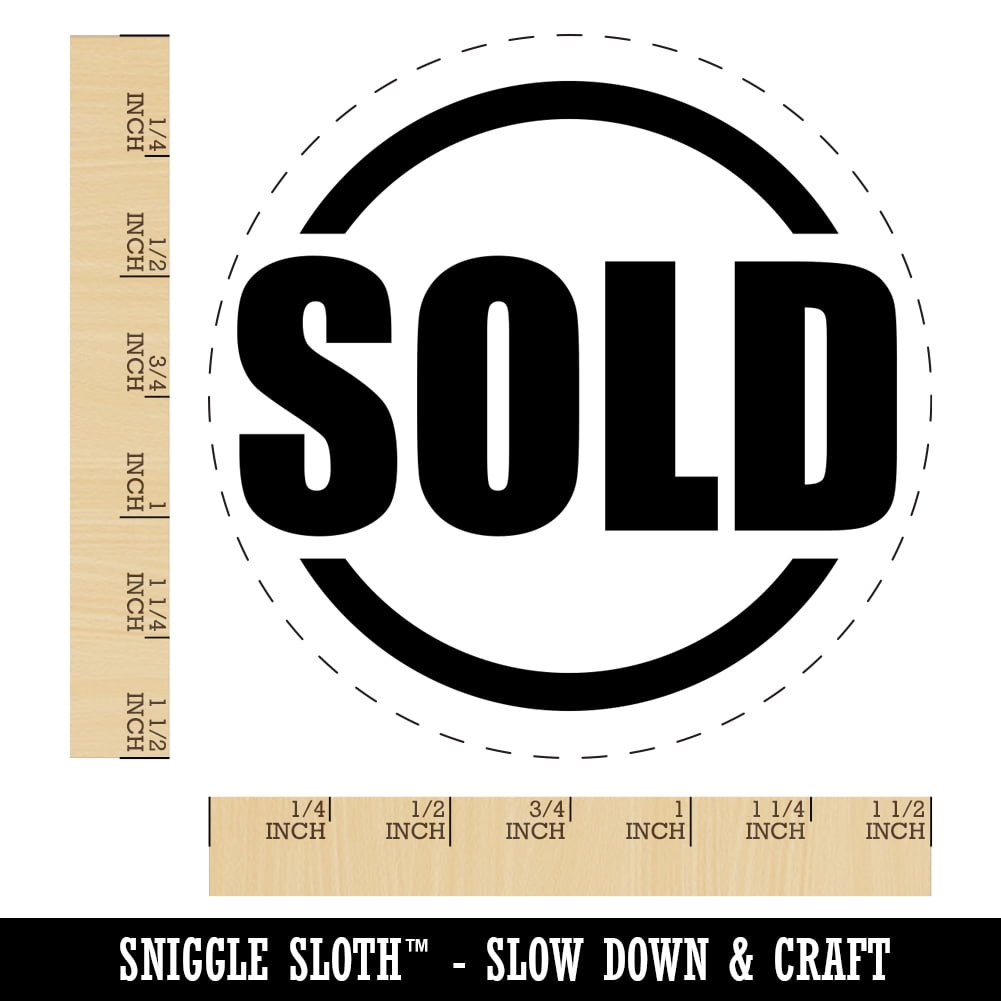 Sold Circle Self-Inking Rubber Stamp Ink Stamper - Black Ink - Large 1-1/2 Inch