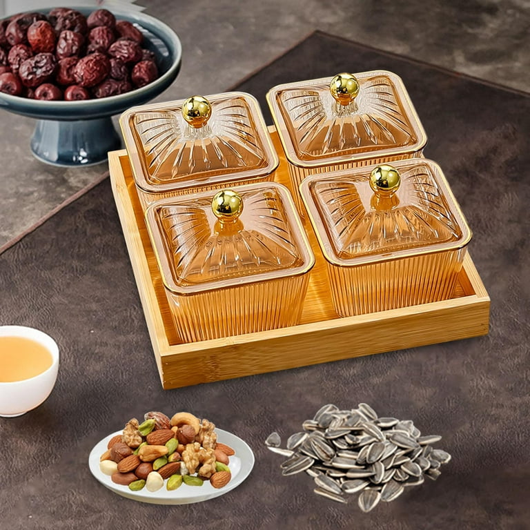 Buy Household Ceramic Dried Fruit Plate,Snack Tray with Lid and Metal  Handle,Divided Serving Tray,Wooden Tray,Food Serving Platter for  Fruit/Nuts/Candy,White Online at desertcartINDIA
