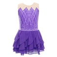 thumbnail image 3 of Doomiva Kids Girls Sparkly Figure Skating Dress Sleeveless Modern Ice Skating Dress for Dance Practice Training Purple 6, 3 of 6