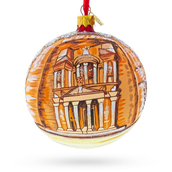 Petra, Jordan Glass Ball Christmas Ornament 4 Inches