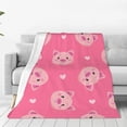 thumbnail image 1 of Fotbe Cartoon Pigs and Hearts Manta de Franela Acolchonada con Estampado, Súper Suave y Esponjosa, Extra Grande para Sofá, Cama, Uso Todo el Año-60"x50", 1 of 7