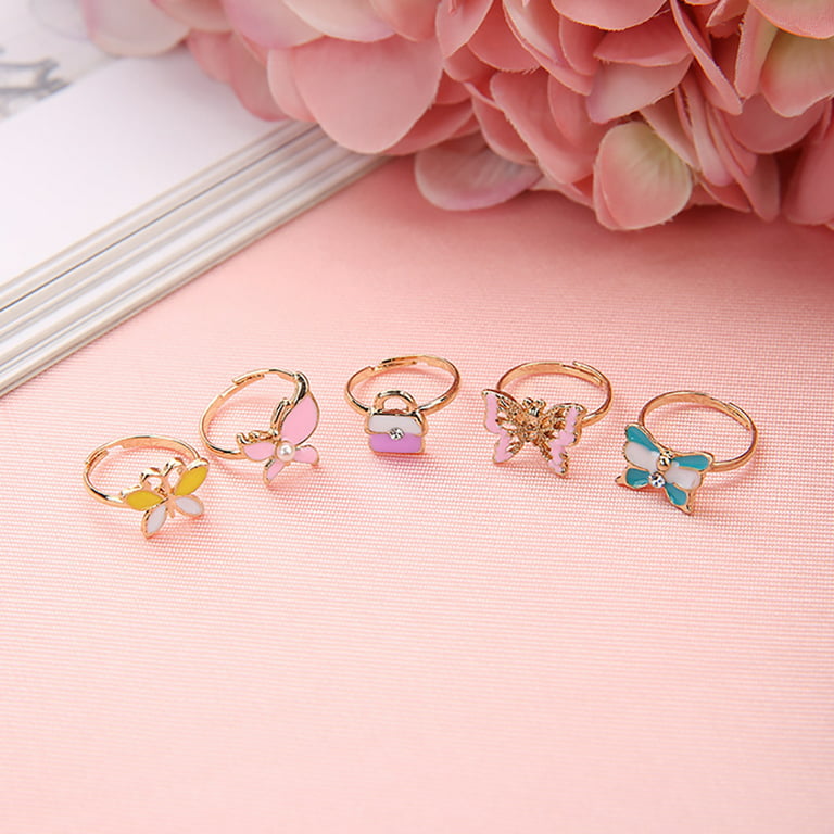 Necklace Bracelet & Earrings Women Girls Jewelry Set Kids XMAS Gold Ring  Gift