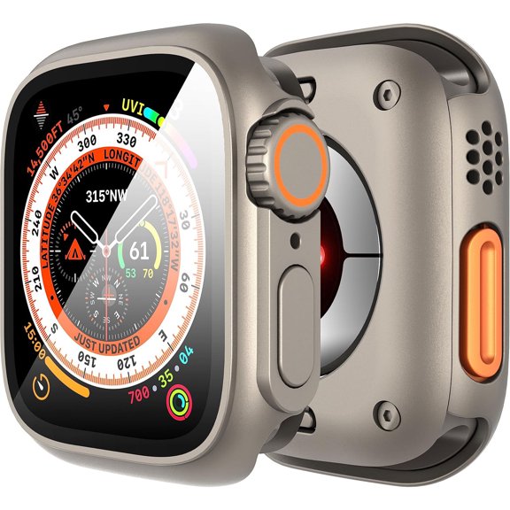 AYAMAYA 2 in 1 Case for Apple Watch Series SE3/SE2/6/5/4 44mm, [Ultra Appearance] Front and Back Protective Bumper & Tempered Glass for iWatch 44mm