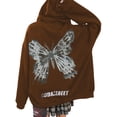 thumbnail image 3 of Franhais Women's Gothic Butterfly Graphic Hoodies, Long Sleeve Zip Up Loose Pocket Sweatshirts, 3 of 5