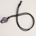 thumbnail image 6 of Anjiucc Natural Gemstone Crystal Amehtyst cluster Pendant Necklace Stone Holder Necklace Cord Hand-Woven Necklace with Adjustable Length for Women Men, 6 of 7