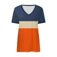 thumbnail image 3 of fatyb Womens V Neck Short Sleeve T-Shirts Color Block Loose Tee Casual Tops Summer Blouses for Women, 3 of 5