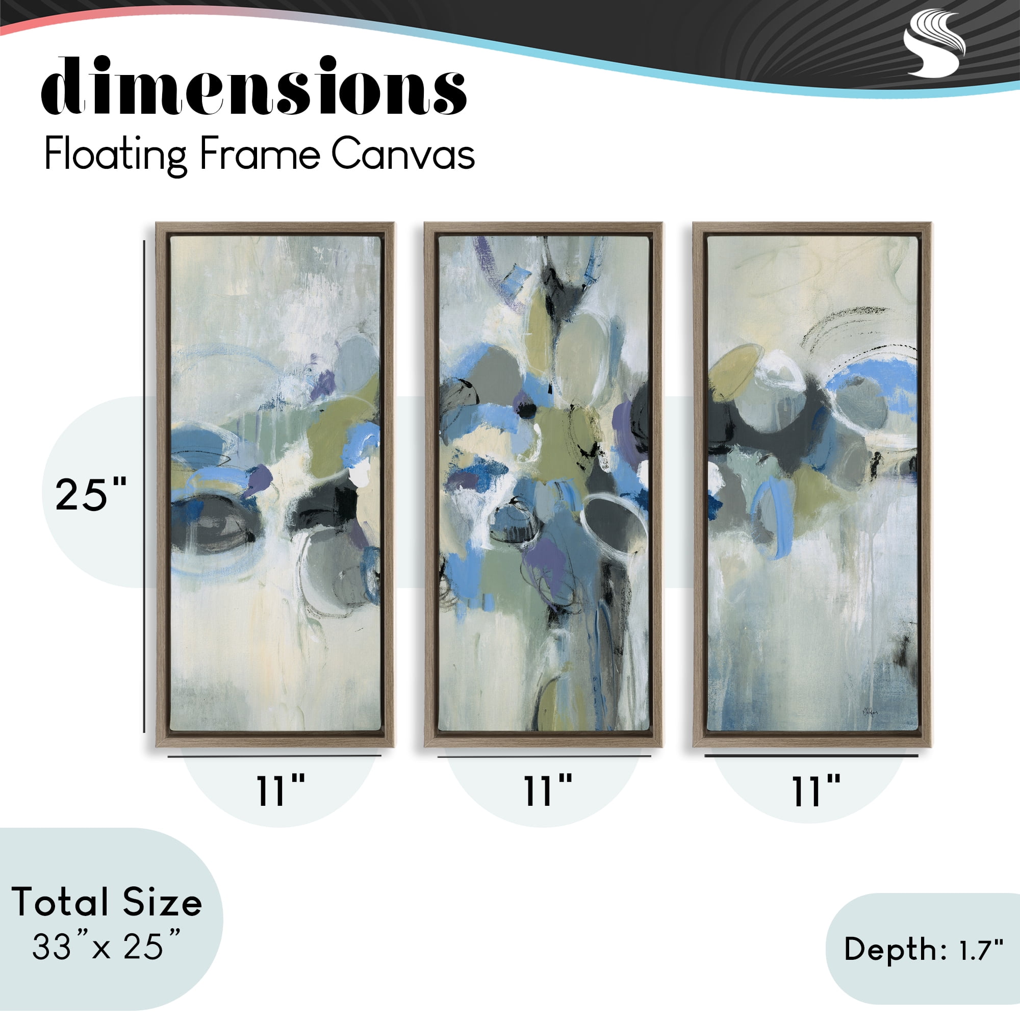 Stupell Industries Subdued Dappled Abstract 3 Piece Brown Framed Floater Canvas Set, design by Lisa Ridgers