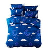 Mumgo Home Textile Bedding Sheet Duvet Cover Sets 100% Polyester for Kids Girl Sky Moon Star Duvet Cover Pillowcase Blue(Not Include Comforter)Twin Size
