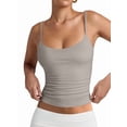 thumbnail image 3 of Womens Adjustable Camisole Sleeveless Square Neck Spaghetti Strap Tank Tops Basic Shirt Gray XXL, 3 of 8