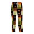 thumbnail image 2 of Men's Halloween Pajama Pants Pumpkin Spider Web Wide Leg Horror Pajama Pants Witch Hat Castle Drawstring Funny Sleep Pants, XL, 2 of 6