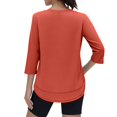 thumbnail image 5 of Minjewel Women's 3/4 Sleeve Summer Tops - Quick-Dry UV Protection Round Neck Tee, Solid Color Athletic Casual Top, Cute Sporty 2026 Summer Shirt.,Orange L, 5 of 6