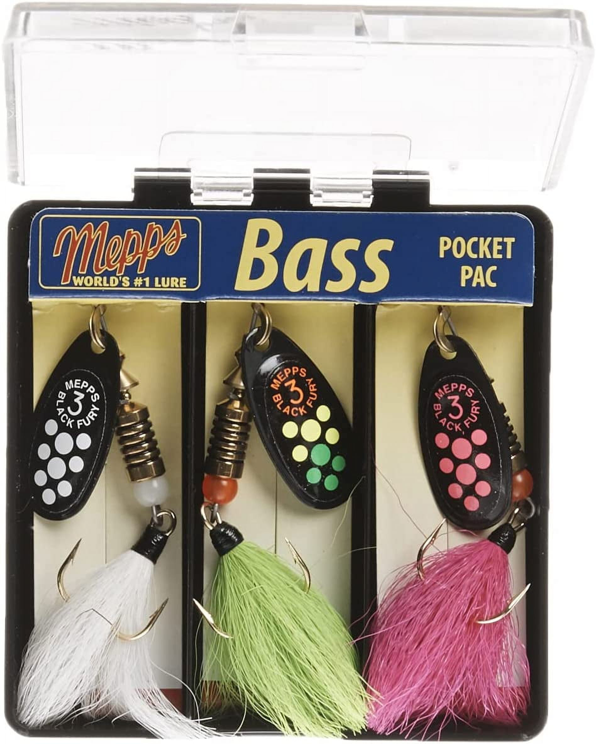 Mepps Bass Pocket Pac - #3 Black Fury Spinners Dressed Treble Hook 