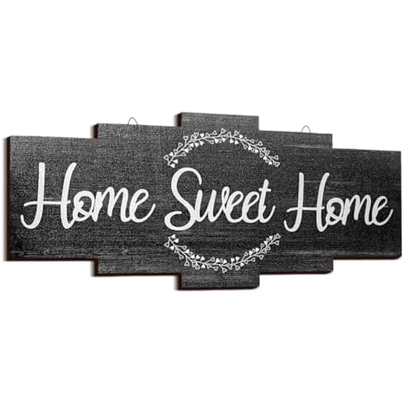 Home Sweet Home Sign, Rustic Wood Room Wall Decor, Farmhouse Plaque Wall Hanging Wooden Sign for Bedroom, Living Room, Wedding Decor(Black)