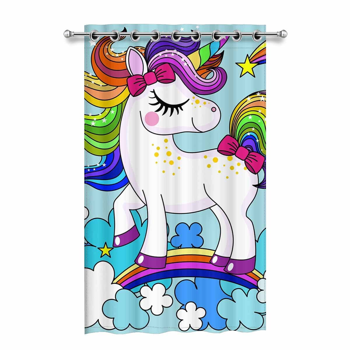 YUSDECOR Beautiful Unicorn Blackout Window Curtain Drapes Bedroom