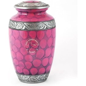 Floral Silver Engraved Cremation Urn for Human Ashes Adult - Handcrafted Funeral Memorial Ashes Urn - Large Columbarium Urn - Bag Included - 200 Cubic Inches (Pink)