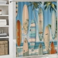 thumbnail image 6 of BCIIG Surfboards Palm Trees Bathroom Decor Set with Hooks, Colorful Luxurious Graphic Print Polyester Fabric Fashion Shower Curtain, Home Bathtubs Decoration, Waterproof, Machine Washable 60x72, 6 of 7